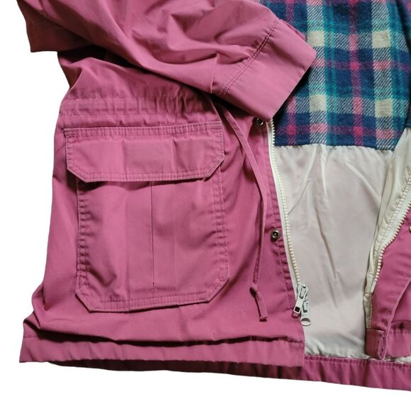 Woolrich Jacket Pink Detachable Hood Vtg Drawstring Waist Pockets Womens Large - Picture 3 of 9